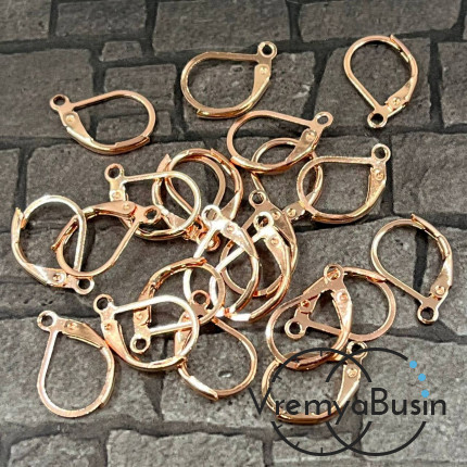 Овальные швензы с французским замком, цв. розовое золото  (упак. 5 пар)