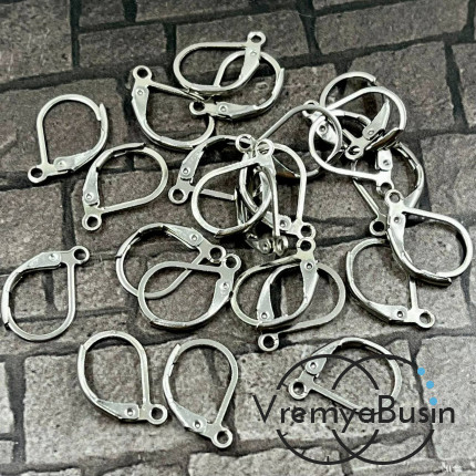 Овальные швензы с французским замком, цв. никель  (упак. 5 пар)