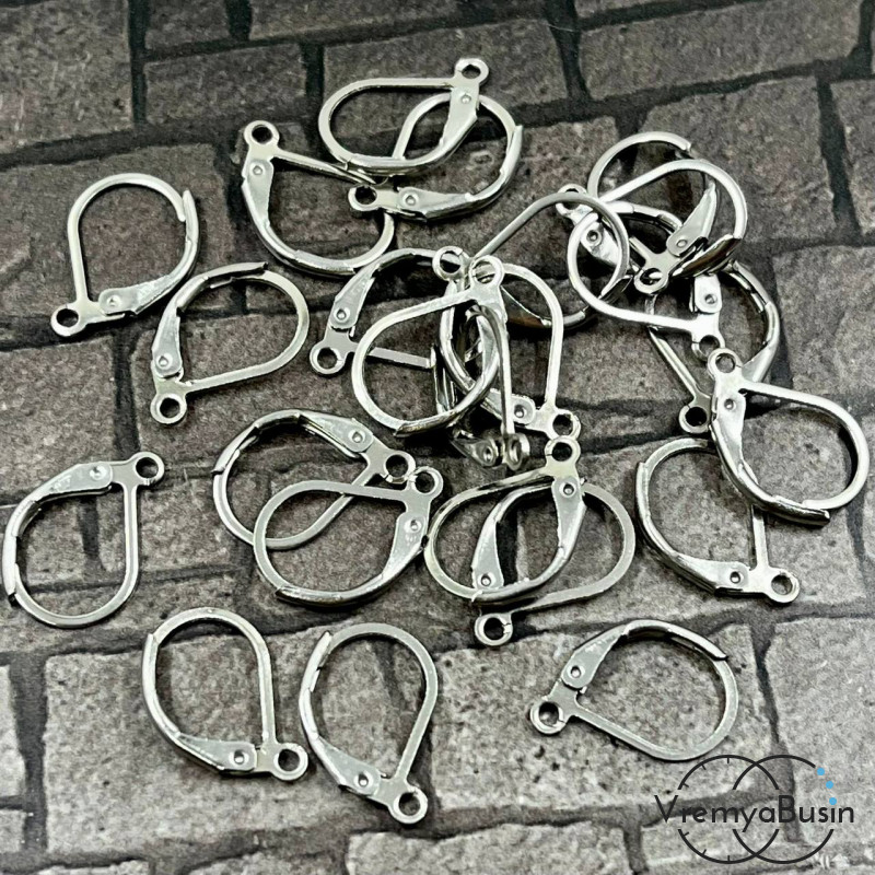 Овальные швензы с французским замком, цв. никель  (упак. 5 пар)