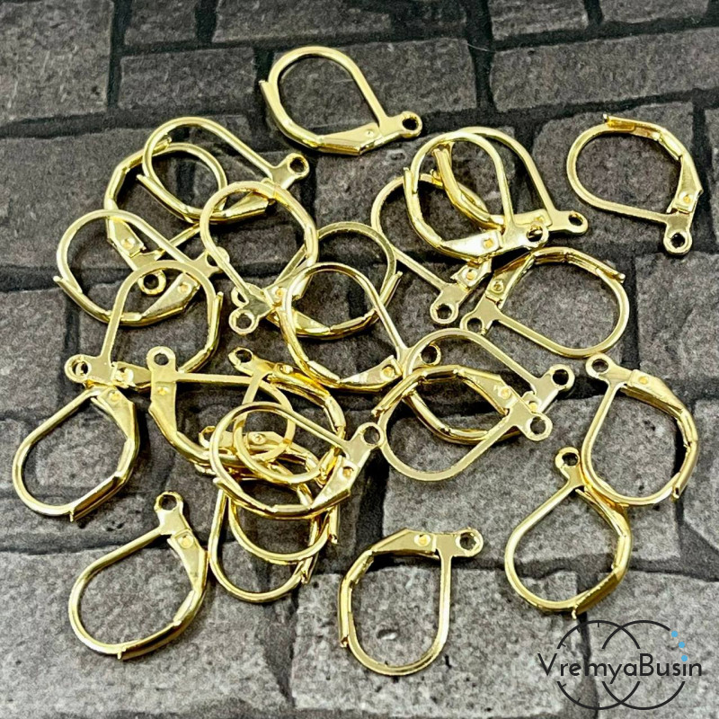 Овальные швензы с французским замком, цв. КС золото  (упак. 5 пар)