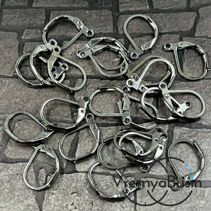 Овальные швензы с французским замком, цв. графит  (упак. 5 пар)