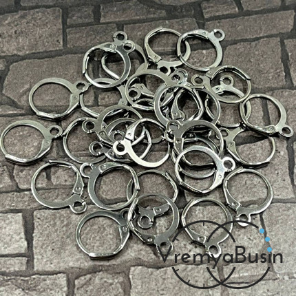 Круглые швензы с французским замком, цв. графит (упак. 5 пар)