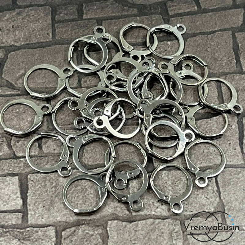 Круглые швензы с французским замком, цв. графит (упак. 5 пар)