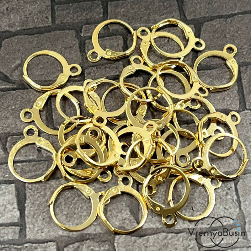 Круглые швензы с французским замком, цв. КС золото (упак. 5 пар)