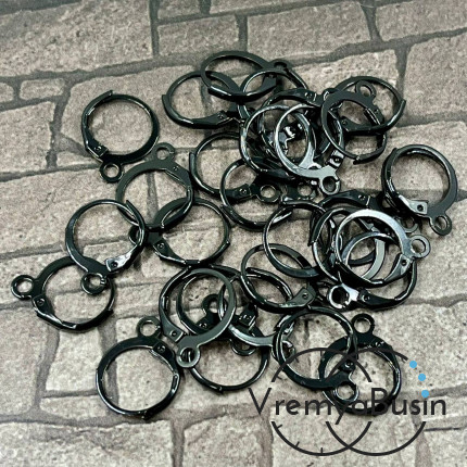 Круглые швензы с французским замком, цв. черный (упак. 5 пар)