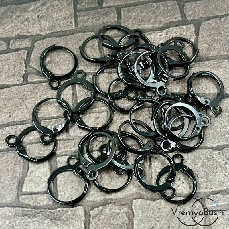 Круглые швензы с французским замком, цв. черный (упак. 5 пар)