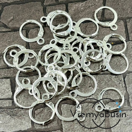 Круглые швензы с французским замком, цв. серебро (упак. 5 пар)