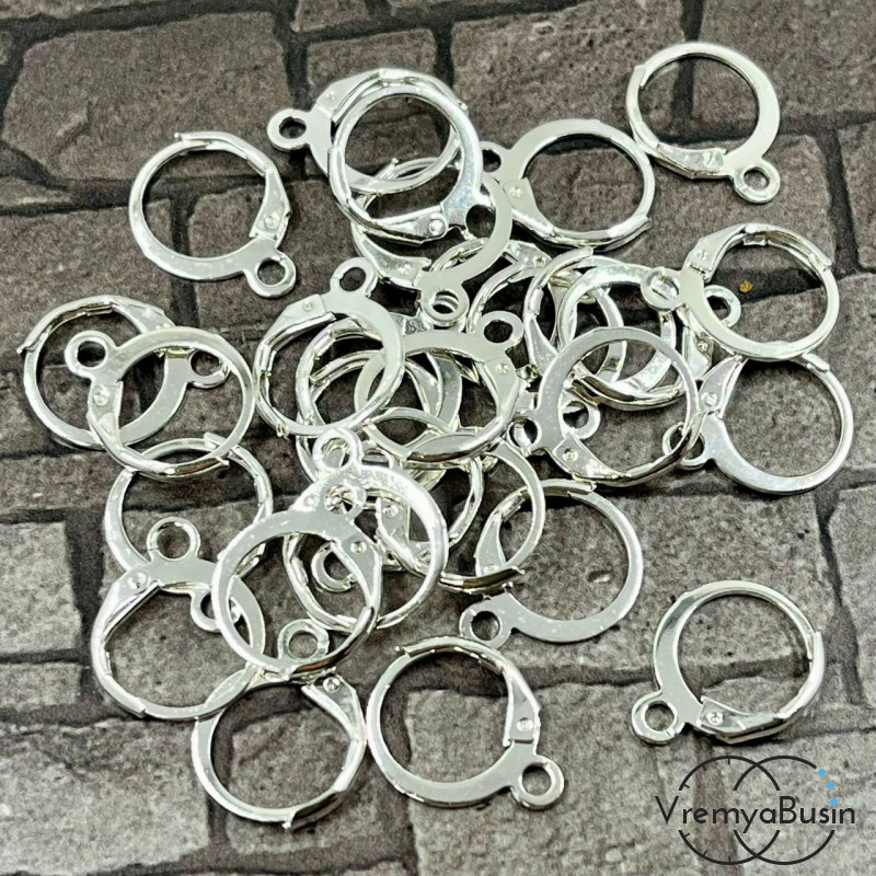 Круглые швензы с французским замком, цв. серебро (упак. 5 пар)