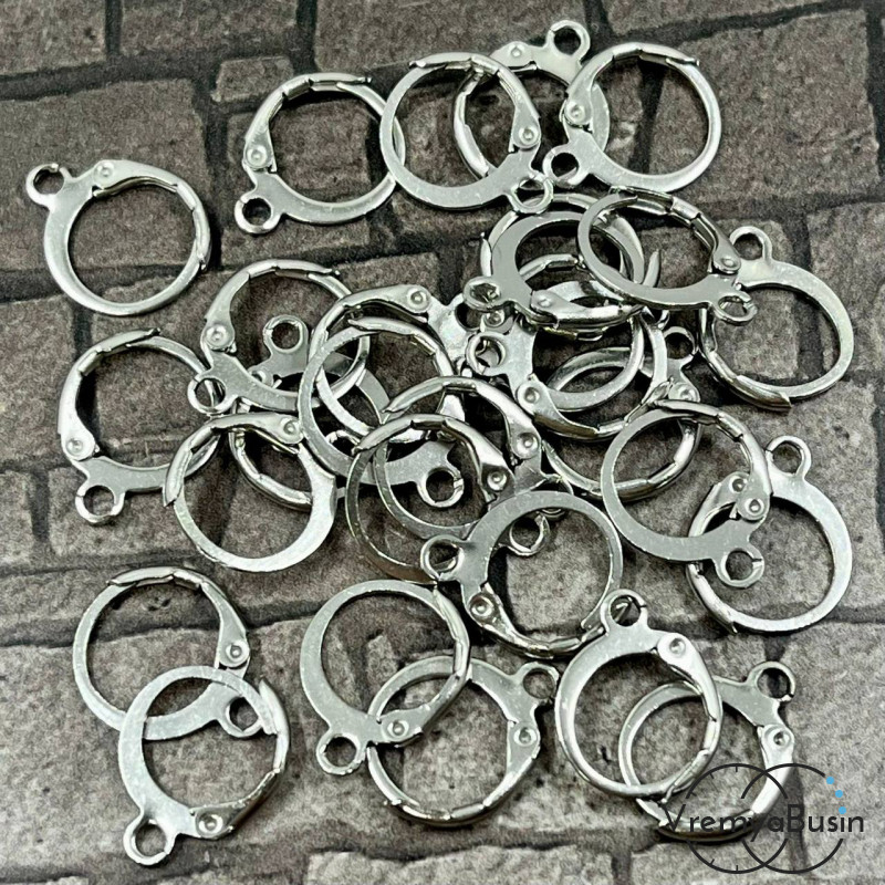 Круглые швензы с французским замком, цв. никель (упак. 5 пар)