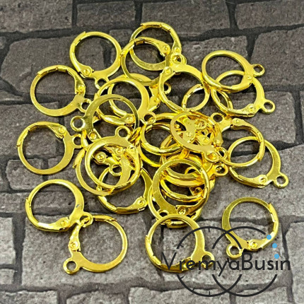 Круглые швензы с французским замком, цв. золото (упак. 5 пар)