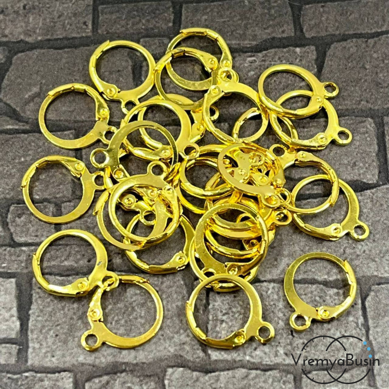 Круглые швензы с французским замком, цв. золото (упак. 5 пар)