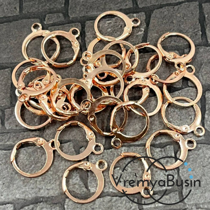 Круглые швензы с французским замком, цв. розовое золото (упак. 5 пар)