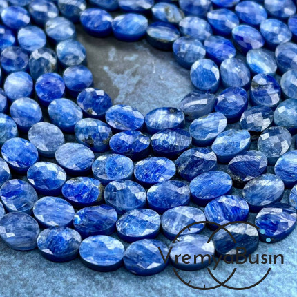 Кианит, овал плоский граненый 7х9 мм (1 шт.)