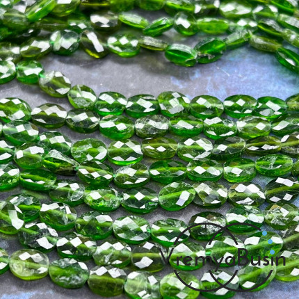 УЦЕНКА: Хромдиопсид, овал плоский граненый ок. 5х7 мм (1 шт.)