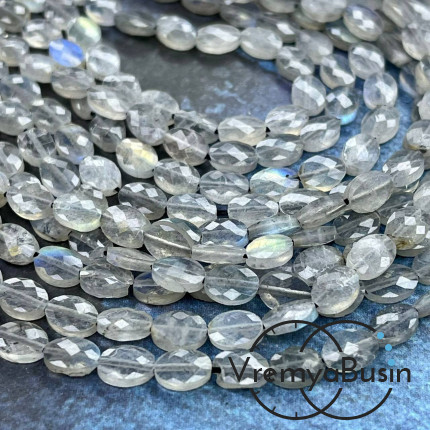 Лабрадор, овал плоский граненый ок. 5х7 мм (1 шт.)