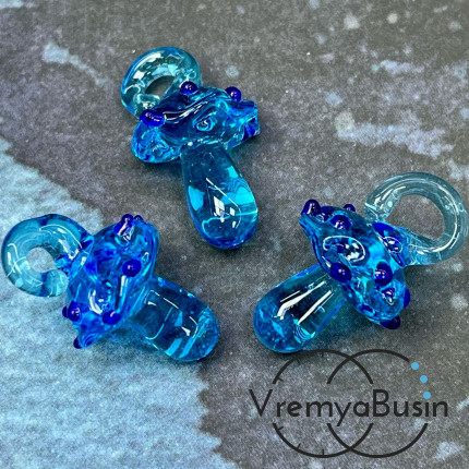 Подвеска из стекла лэмпворк "Грибок", ок. 25х15 мм (1 шт.)