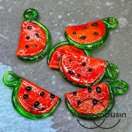 Подвеска из стекла "Арбуз", 30х15х5 мм (1 шт.)
