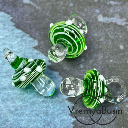 Подвеска из стекла лэмпворк "Грибок", ок. 25х15 мм (1 шт.)