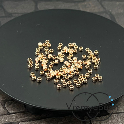 Кримпы зажимные, 1.5х2 мм, латунь с розовой позолотой (упак. 100 шт.)