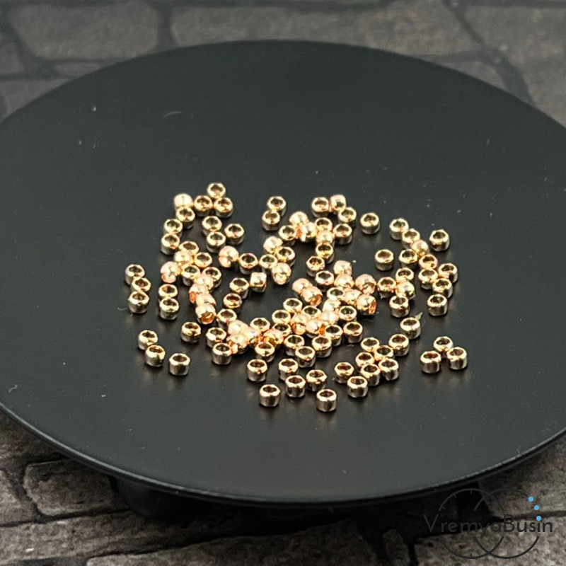 Кримпы зажимные, 1.5х2 мм, латунь с розовой позолотой (упак. 100 шт.)