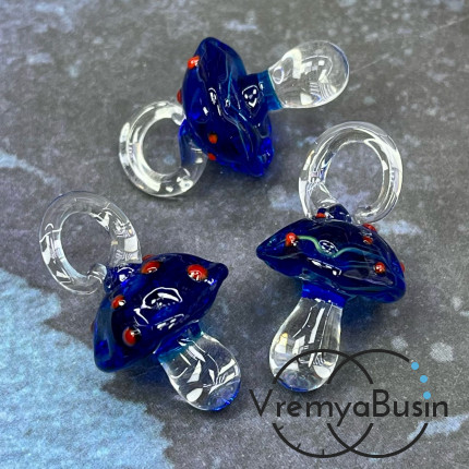 Подвеска из стекла лэмпворк "Грибок", ок. 25х15 мм (1 шт.)