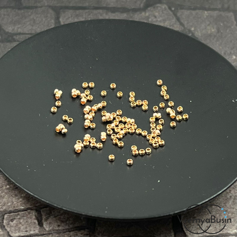 Кримпы зажимные, 1х1.5 мм, латунь с розовой позолотой (упак. 100 шт.)