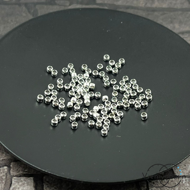 Кримпы зажимные, 1.5х2 мм, латунь с родиевым покрытием  (упак. 100 шт.)