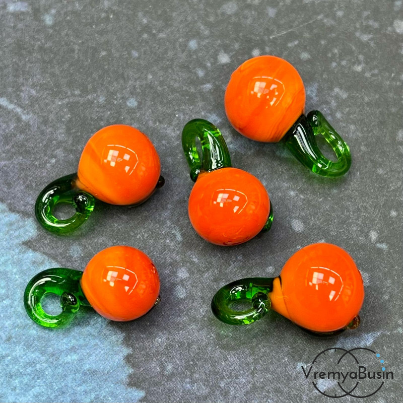 Подвеска из стекла "Апельсин", 20х10 мм (1 шт.)