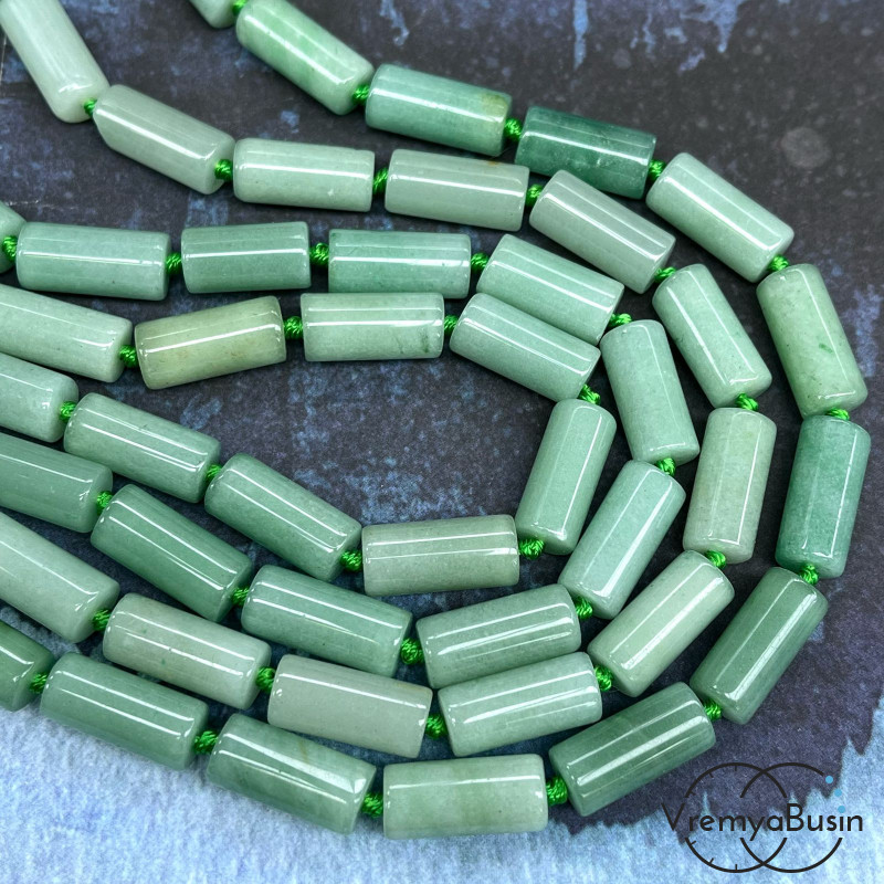 Нефрит, трубочка гладкая 8х15 мм (1/2 нити, ок. 11 шт.)