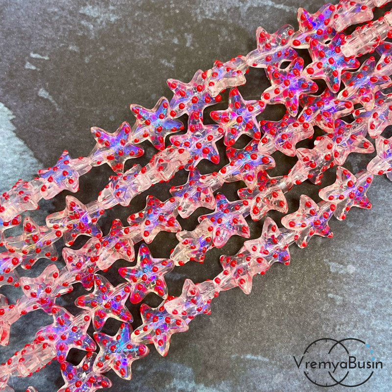 Бусины из стекла лэмпворк, звезда 16х14 мм (1/2 нити, ок.  15   шт.)