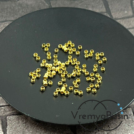 Кримпы зажимные, 1.5х2 мм, латунь с позолотой (упак. 100 шт.)