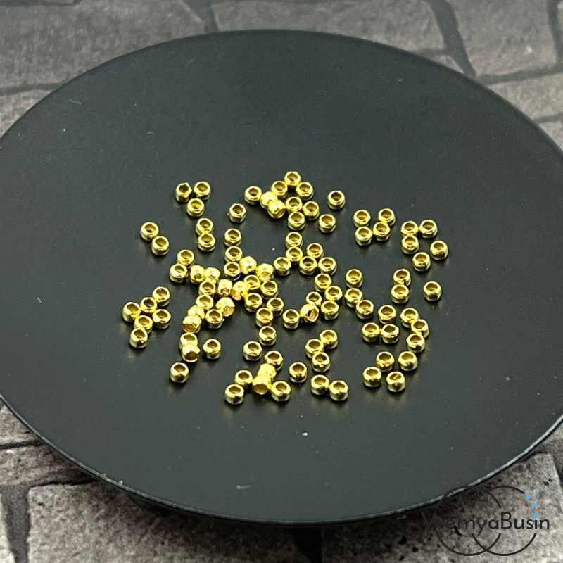 Кримпы зажимные, 1.5х2 мм, латунь с позолотой (упак. 100 шт.)