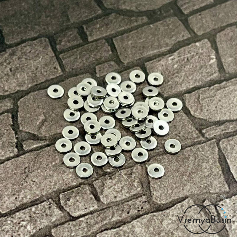 Бусины-разделители из нержавеющей стали,  4    мм (упак. 10 шт.)