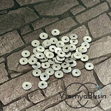 Бусины-разделители из нержавеющей стали,   5   мм (упак. 10 шт.)