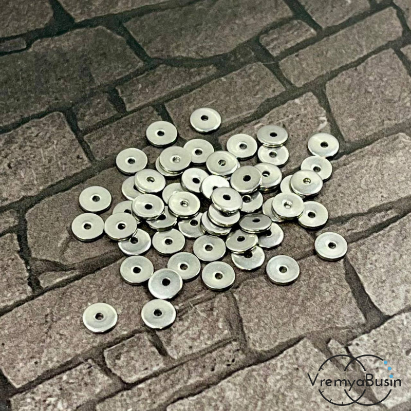 Бусины-разделители из нержавеющей стали,   5   мм (упак. 10 шт.)