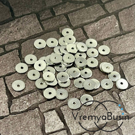 Бусины-разделители из нержавеющей стали,    6  мм (упак. 10 шт.)