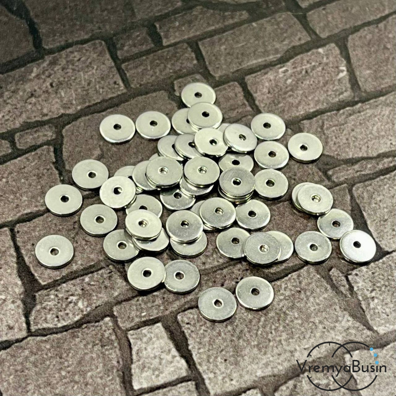 Бусины-разделители из нержавеющей стали,    6  мм (упак. 10 шт.)