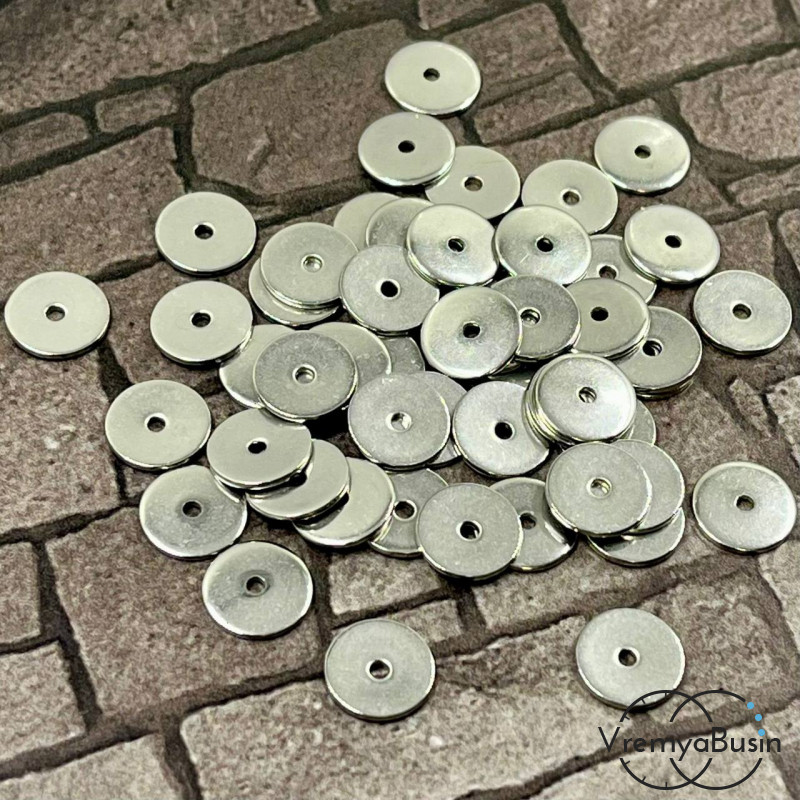 Бусины-разделители из нержавеющей стали,    8  мм (упак. 10 шт.)