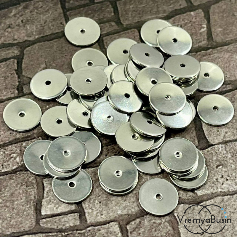 Бусины-разделители из нержавеющей стали,  10    мм (упак. 10 шт.)