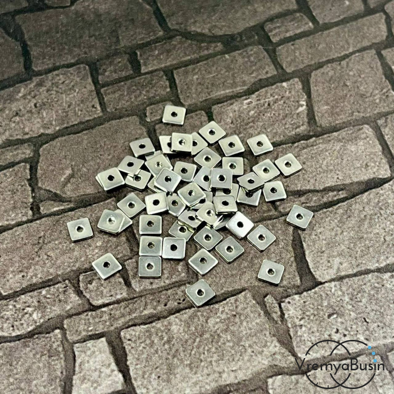 Бусины-разделители из нержавеющей стали,   4   мм (упак. 10 шт.)
