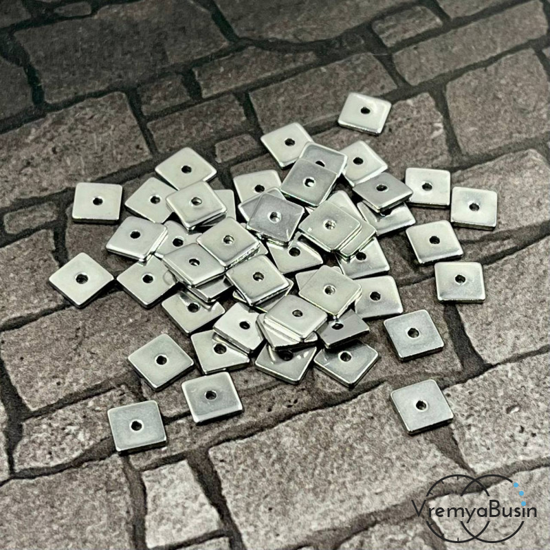 Бусины-разделители из нержавеющей стали,    6  мм (упак. 10 шт.)