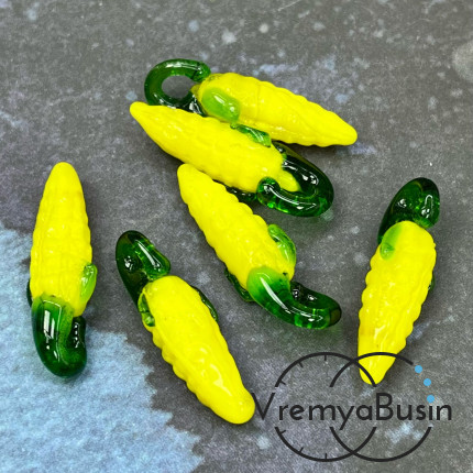 Подвеска из стекла "Кукуруза", 25х8 мм (1 шт.)