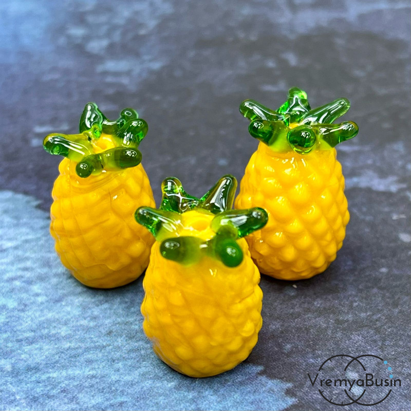 Бусины из стекла лэмпворк "Ананас", ок. 20х15 мм  (1 шт.)