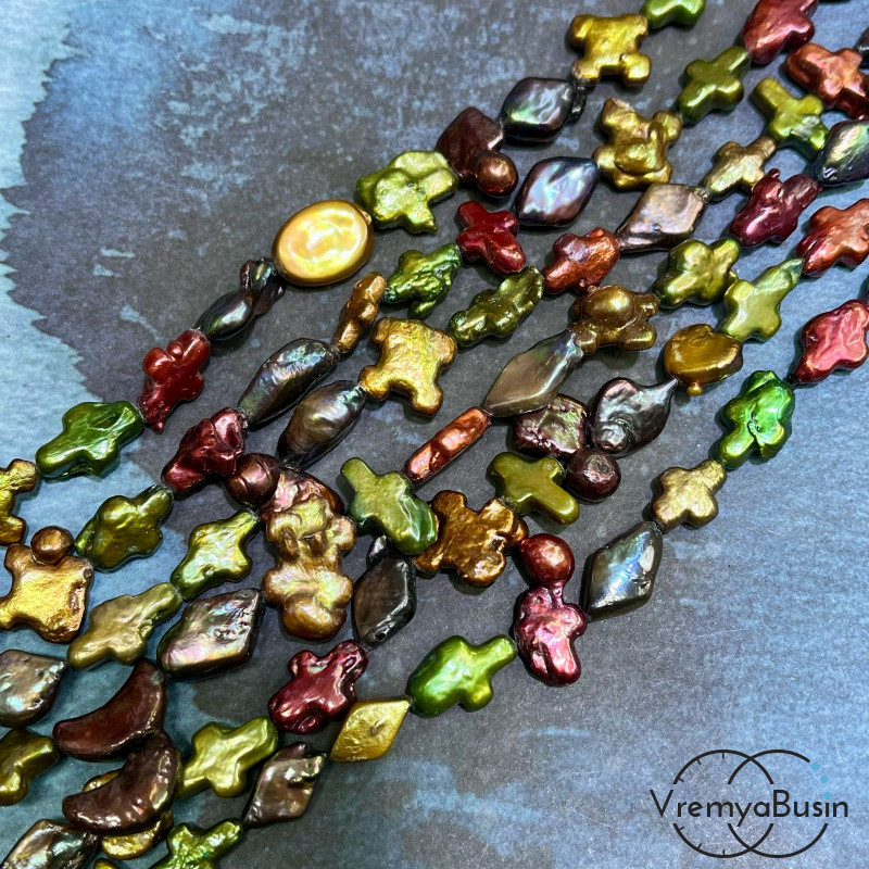 Жемчуг Кейши натуральный тонир., микс форм (нить,   ок. 40 см, ок. 30 шт.)