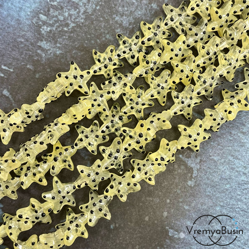 Бусины из стекла лэмпворк, звезда 16х14 мм (1/2 нити, ок.  15   шт.)