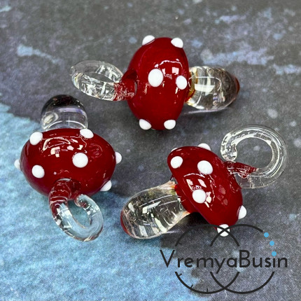 Подвеска из стекла лэмпворк "Грибок", ок. 25х15 мм (1 шт.)