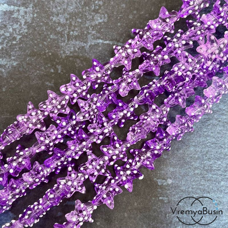 Бусины из стекла лэмпворк, звезда 16х14 мм (1/2 нити, ок.  15   шт.)