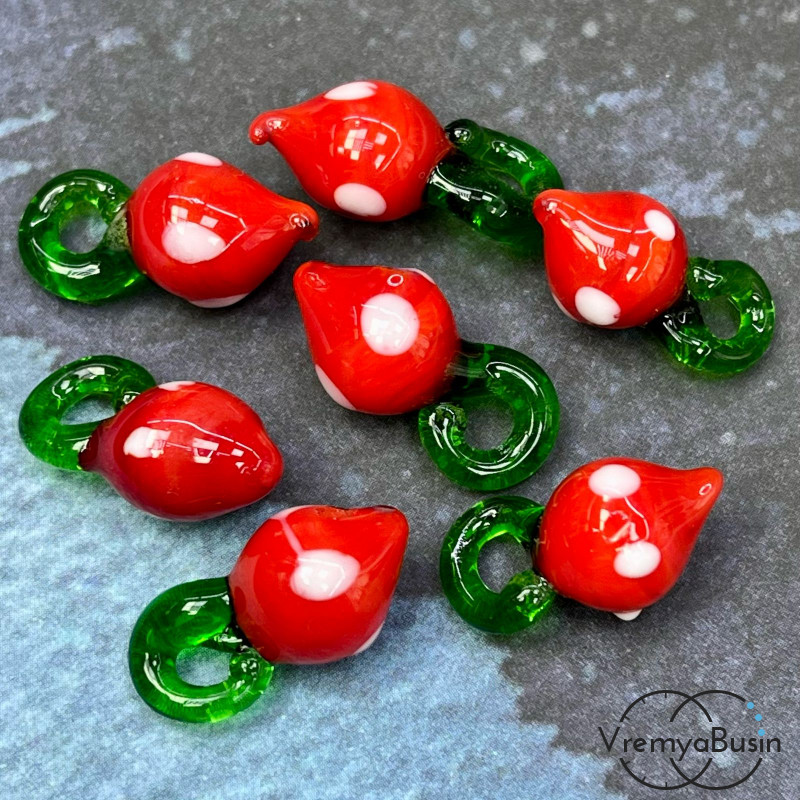 Подвеска из стекла "Редис", 20х10 мм (1 шт.)