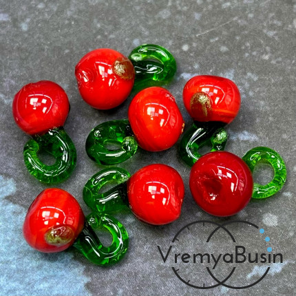 Подвеска из стекла "Ягода", 20х10 мм (1 шт.)