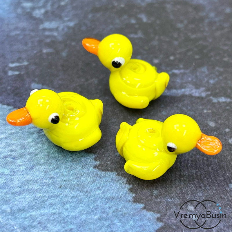 Бусины из стекла лэмпворк "Утка", ок. 20х20х15 мм  (1 шт.)